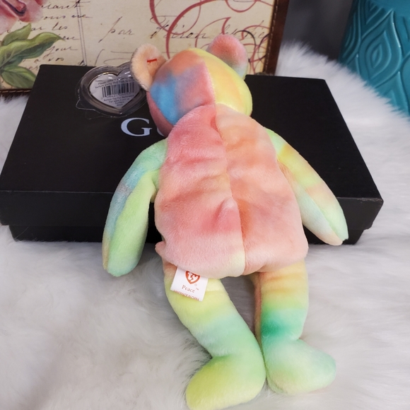 PEACE beanie baby bear RARE mint - Picture 4 of 13